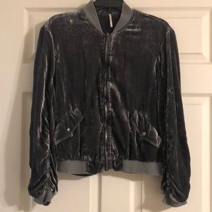 Free People crushed velvet bomber